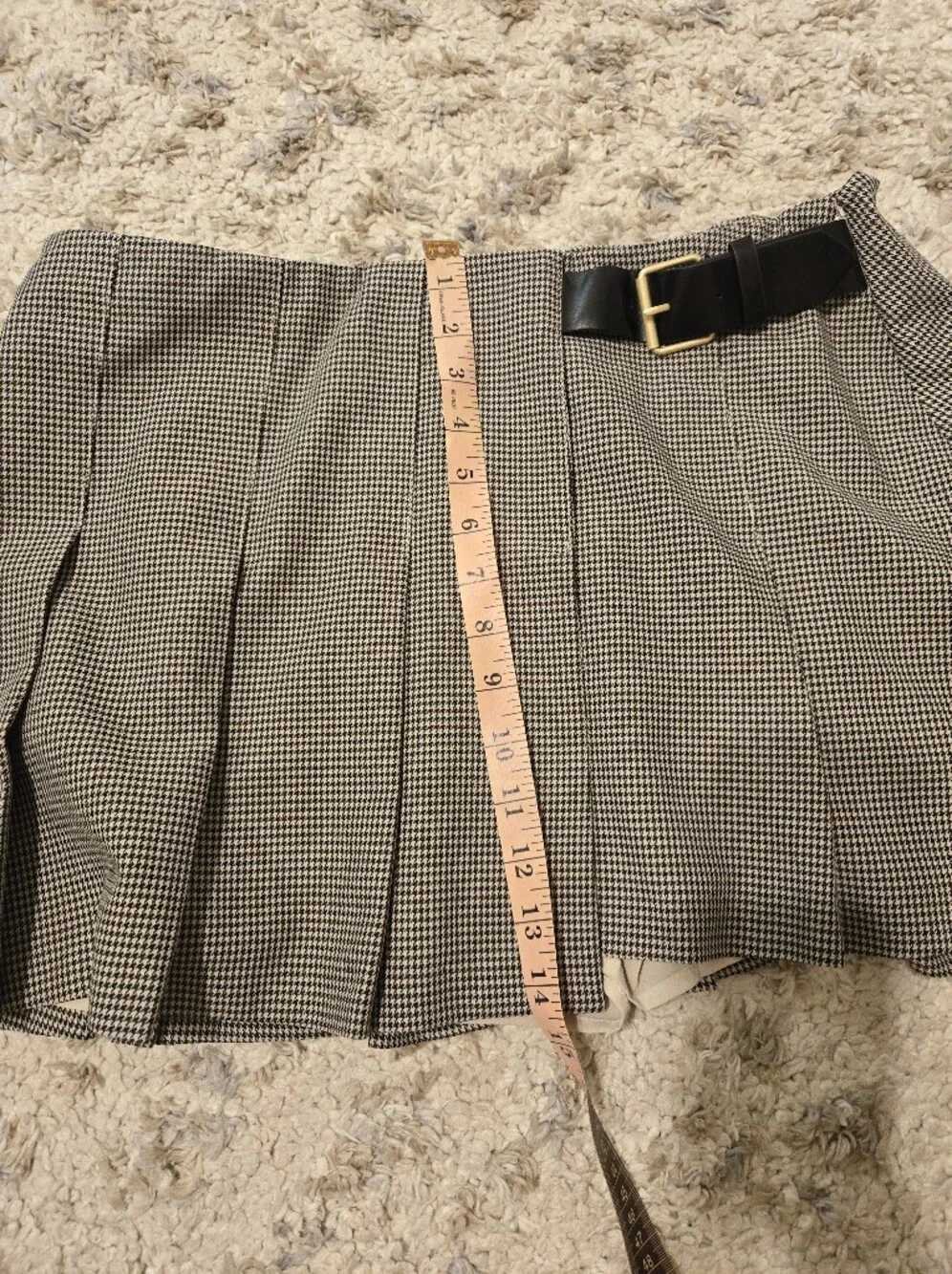 Abercrombie & Fitch Hardware Pleated Wrap Mini Skort Houndstooth Size L